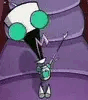 gir from invader zim smiling and waving happily at the camera